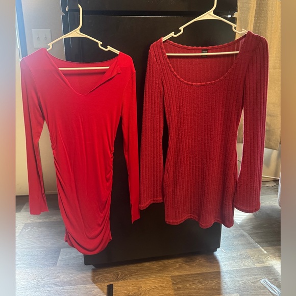 SHEIN Dresses & Skirts - Super Short Bodycon Red Long Sleeve Dresses Bundle